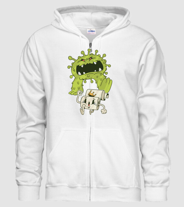 Coronavirus Monstru model alb pe tricou