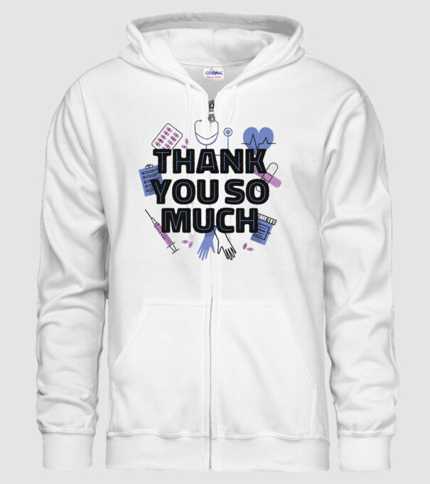 Mulțumim foarte mult - pentru medici model alb pe tricou