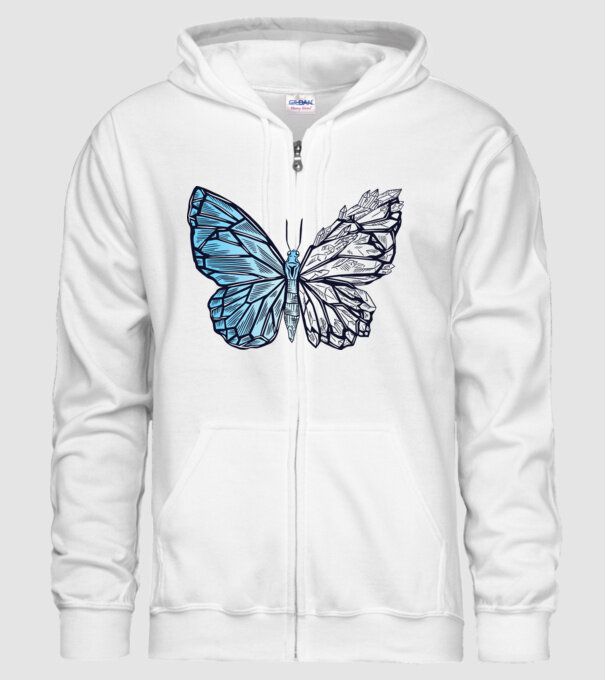 Fluture cristal model alb pe tricou