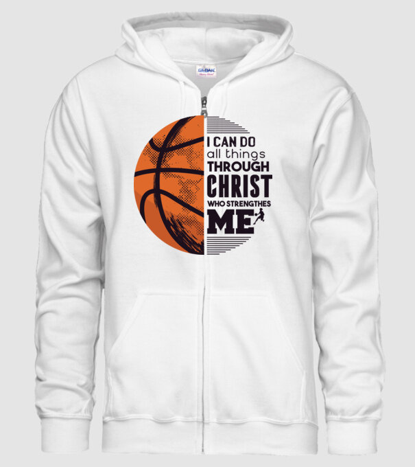Cu ajutorul lui Hristos reușim Baschetbalist model alb pe tricou