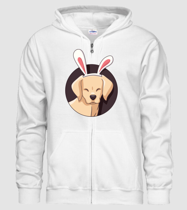 Iepuraș Labrador pentru Paște model alb pe tricou