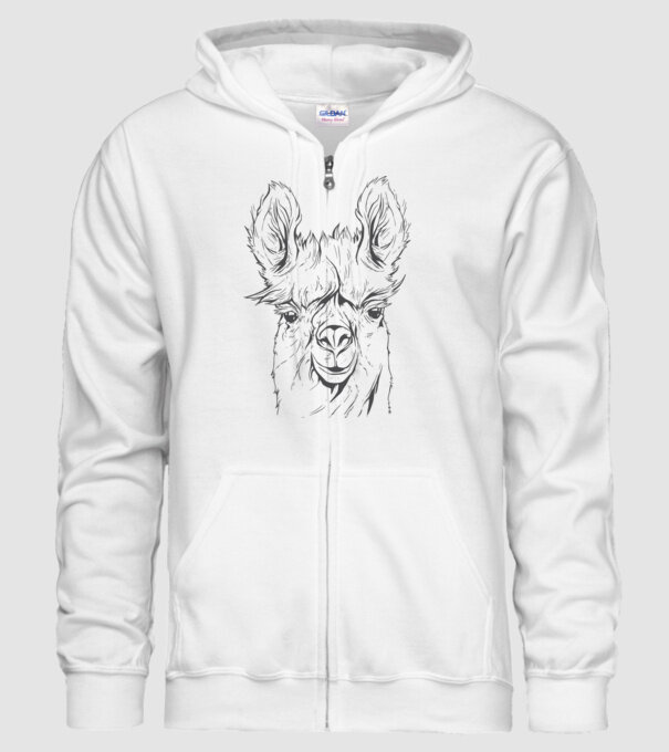 Cap de Lama model alb pe tricou