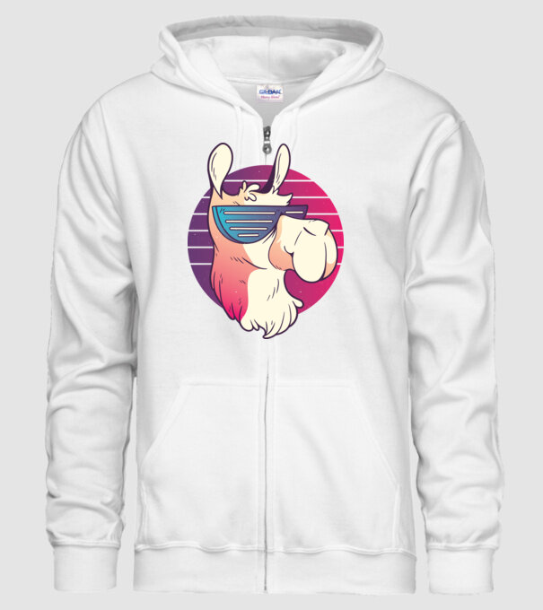 Llama ochelari de soare retro tricou model alb pe tricou