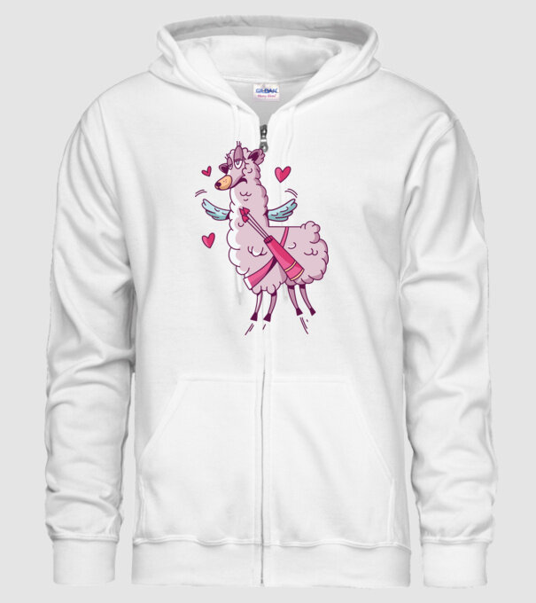 'Dragoste Llama pentru Valentine''s Day' model alb pe tricou
