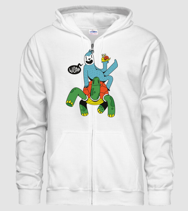 Animale lente model alb pe tricou