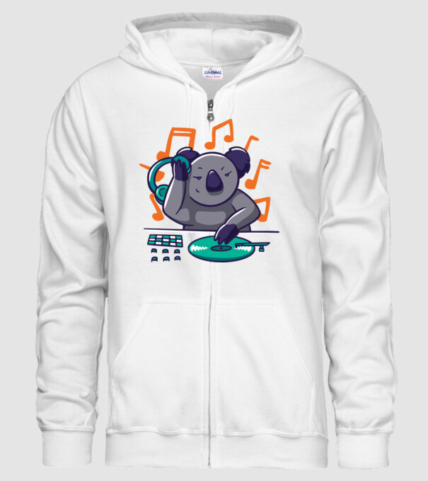 Koala DJ model alb pe tricou