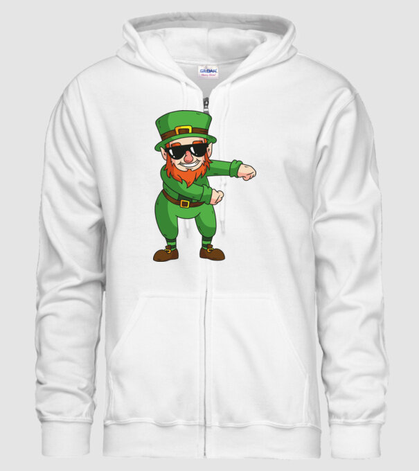 Leprechaun Floss DAB model alb pe tricou