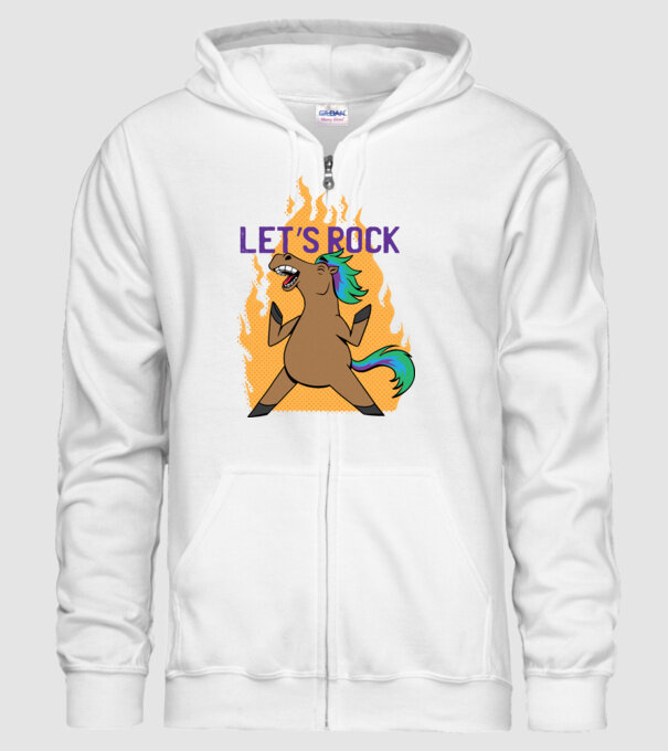 'Let''s Rock - Călăreț' model alb pe tricou