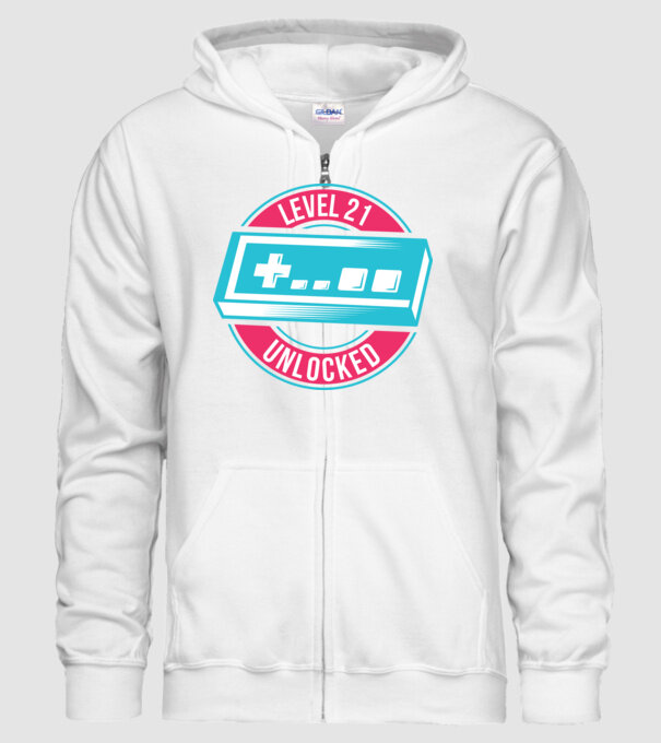 Level 21 Unlocked 21th Birthday model alb pe tricou