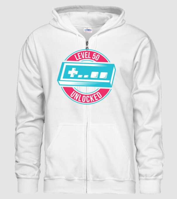 Level 50 Unlocked 50th Birthday model alb pe tricou