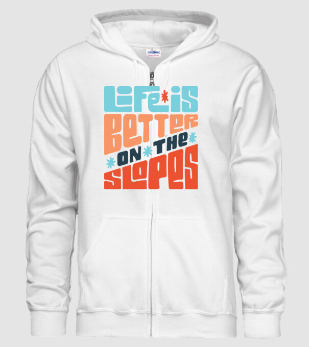 Life is better on the slopes - Snowboard model alb pe tricou