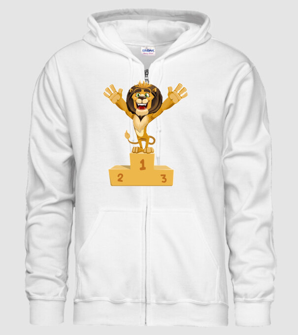 lion champion model alb pe tricou