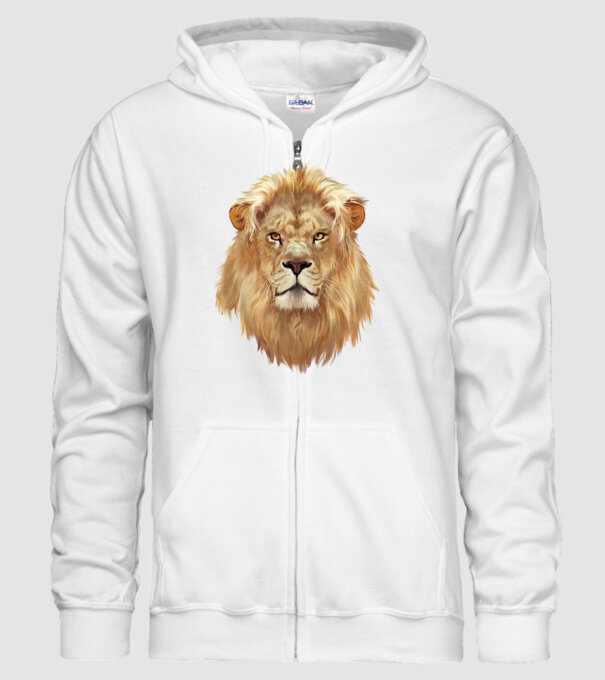 lion head paint model alb pe tricou
