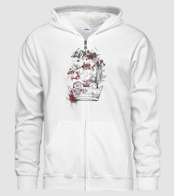 Coroană Cal - Șah model alb pe tricou