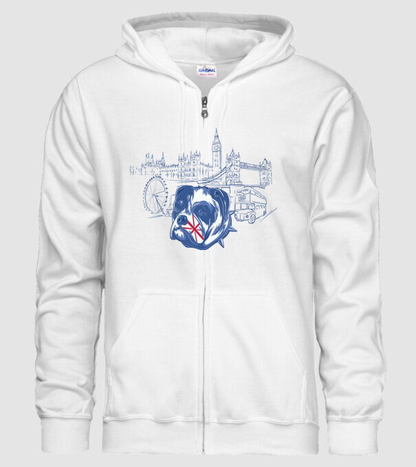 London Bulldog model alb pe tricou