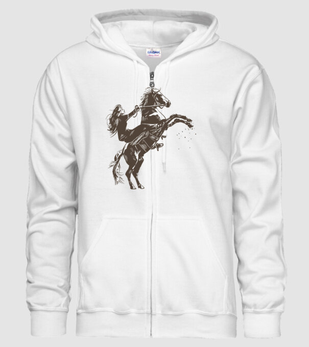 Fată cu cal model alb pe tricou