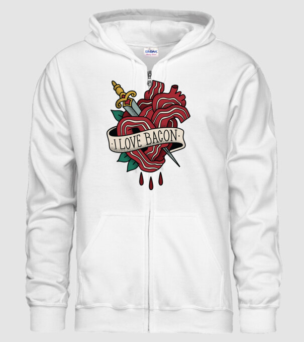 Love Bacon Tatuaj model alb pe tricou