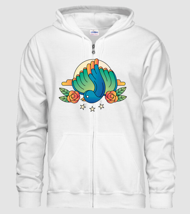 Motiv Pasăre model alb pe tricou