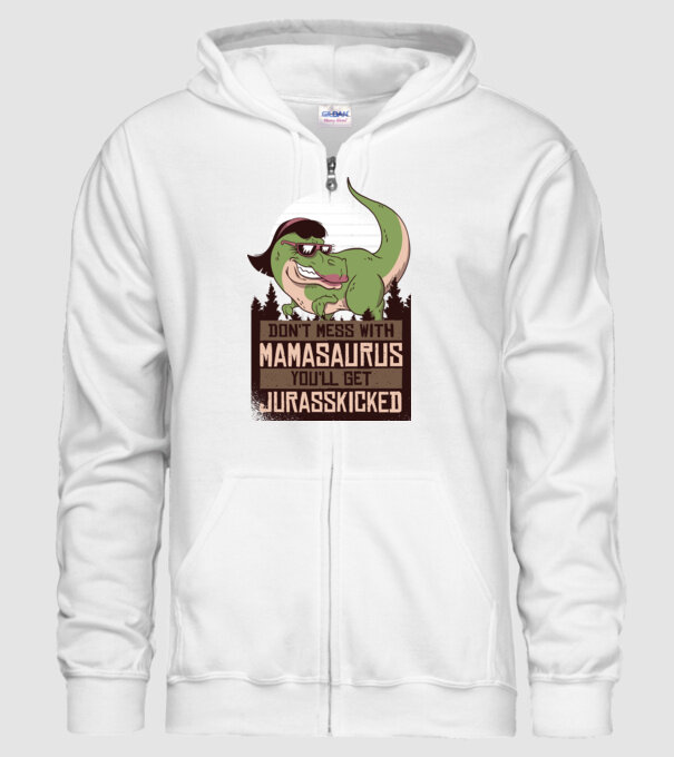 Mamasaurus tricou cu dinozaur model alb pe tricou