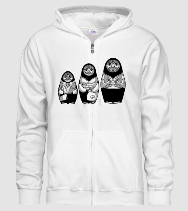 Păpuși Mamushka model alb pe tricou