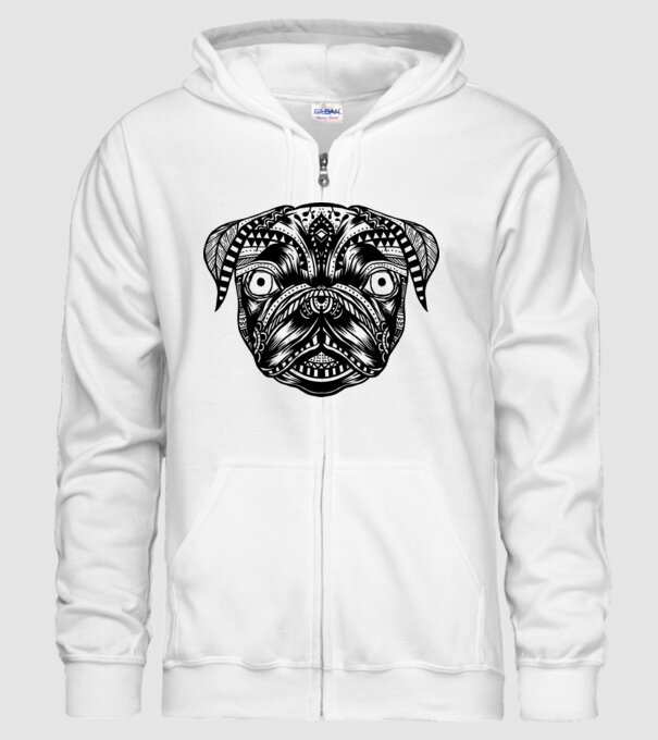 Mandala Cap Mops model alb pe tricou