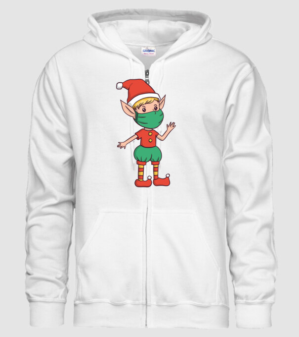 Elf cu mască model alb pe tricou