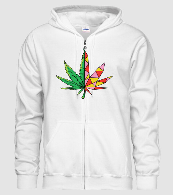 Frunză de marijuana model alb pe tricou