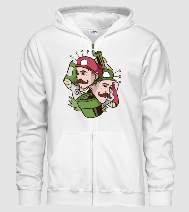 Mario și Luigi model alb pe tricou