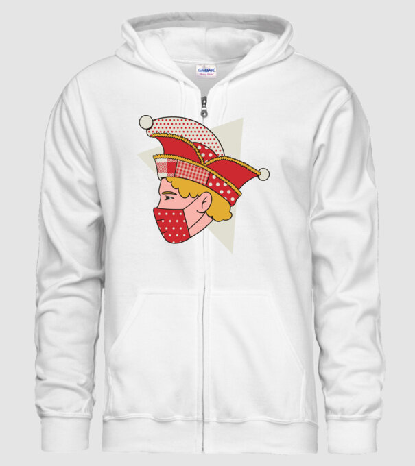 Covid joker model alb pe tricou