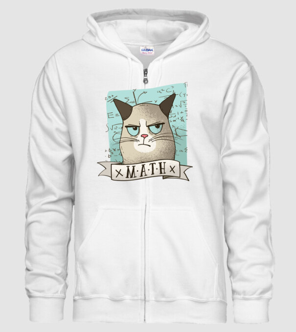 Pisică Matematică model alb pe tricou