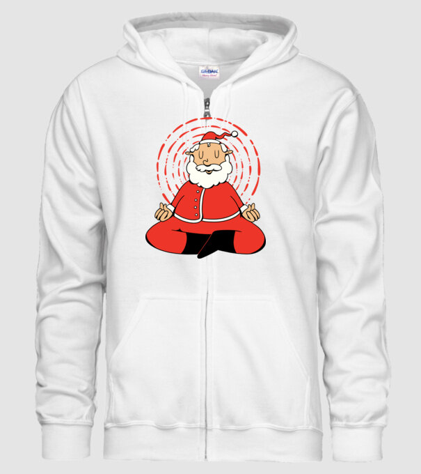Moș Crăciun meditând model alb pe tricou