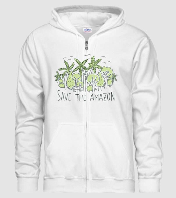 Salvează Pădurea Amazoniană model alb pe tricou