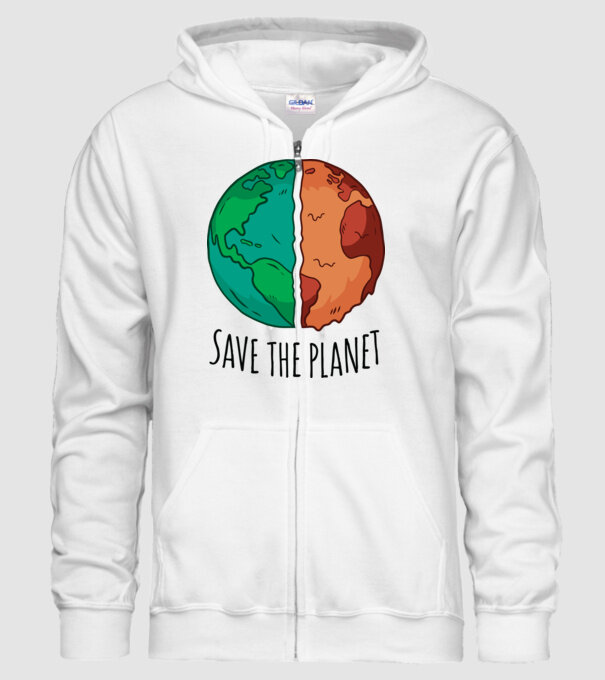 Salvați planeta model alb pe tricou