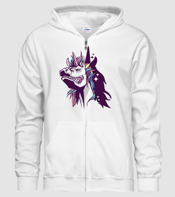 Unicorn supărat model alb pe tricou