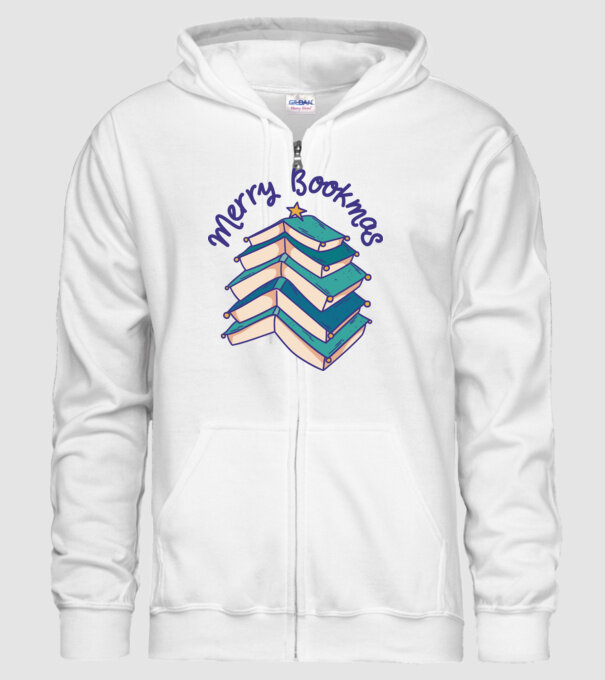 Merry Bookmas Crăciun cu cărți model alb pe tricou