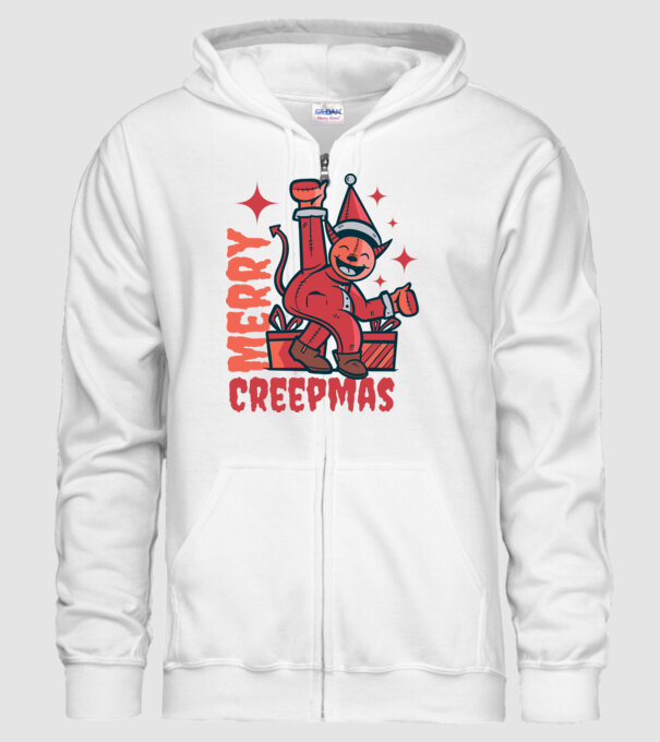 Merry Creepmas model alb pe tricou