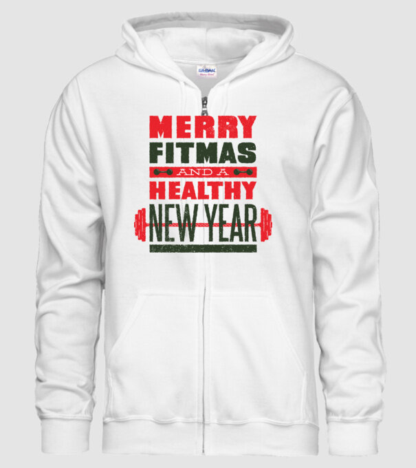 Merry Fitmas and a Healthy New Year tricou amuzant antrenament model alb pe tricou
