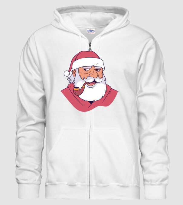 Moș Crăciun pipă model alb pe tricou