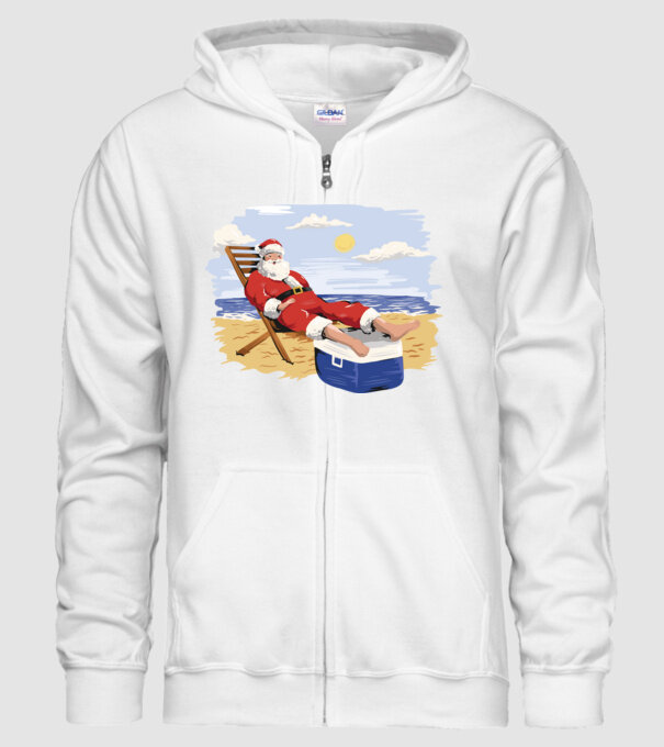 Moș Crăciun În vacanță model alb pe tricou