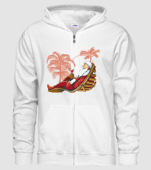 Moș Crăciun În vacanță model alb pe tricou