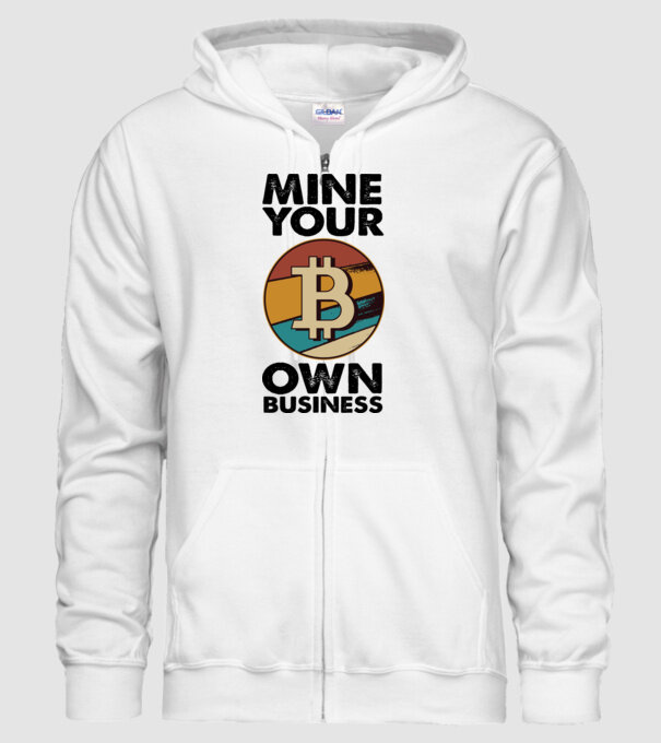 Mine your own business Bitcoin model alb pe tricou