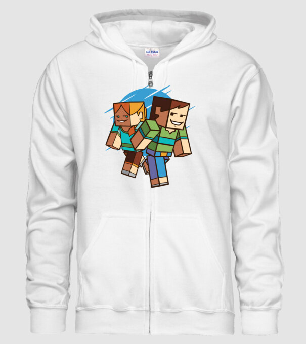 Caractere Minecraft model alb pe tricou