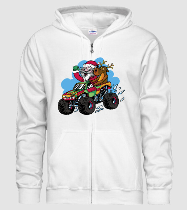 Monster Truck Moș Crăciun model alb pe tricou