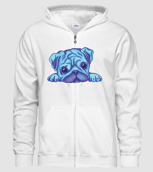 Cap de Mops acuarelă model alb pe tricou
