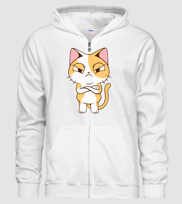 Pisică supărată model alb pe tricou