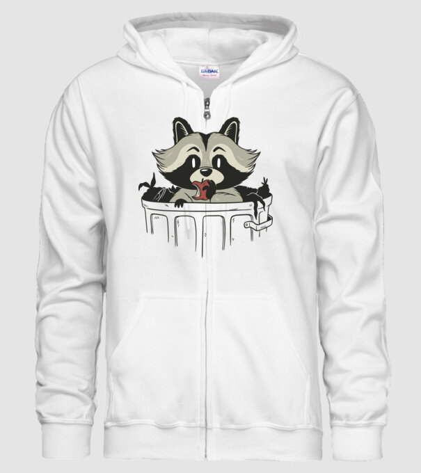 Raton în coș de gunoi model alb pe tricou