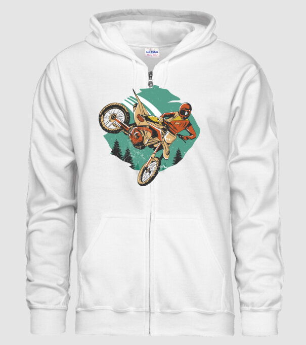 Motociclist motocros model alb pe tricou