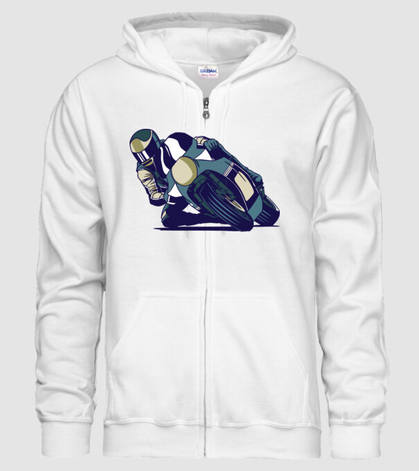 Concurent motocicletă model alb pe tricou