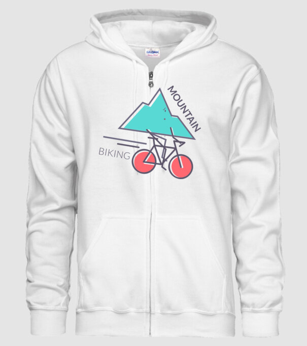 Mountain Biking model alb pe tricou