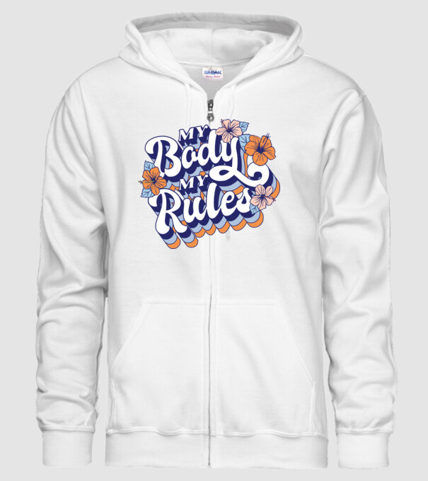 My Body My Rules model alb pe tricou